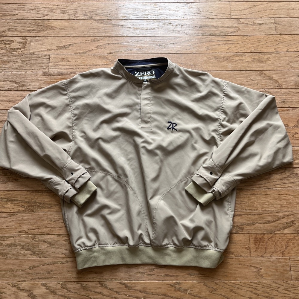 Zero Restriction Golf Windbreaker Wind Pullover Jacket Men XL Tan‎ Beige